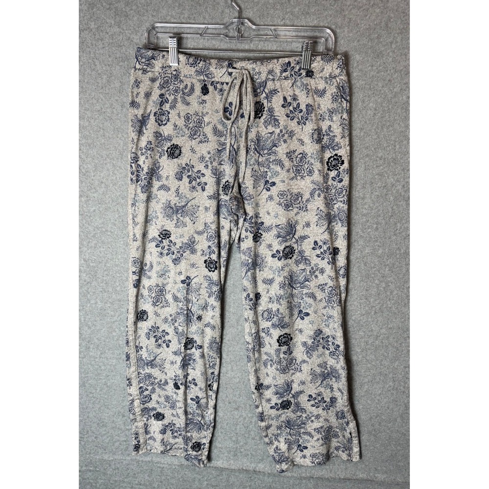 Lucky Brand 4-Piece Pajama Set Women's Small Gray Blue Floral Stretch Drawstring